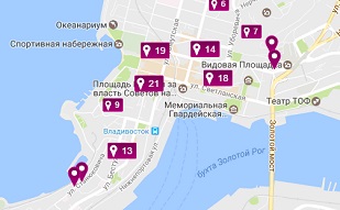 Гостиницы на карте Владивостока